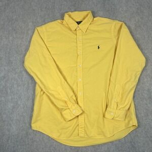 Ralph Lauren Mens Large Yellow Classic Fit Button Down Long Sleeve Shirt